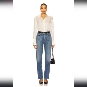 AGOLDE 90s Pinch Waist Long High Rise Straight Jeans in Overcast, Size 23, EUC